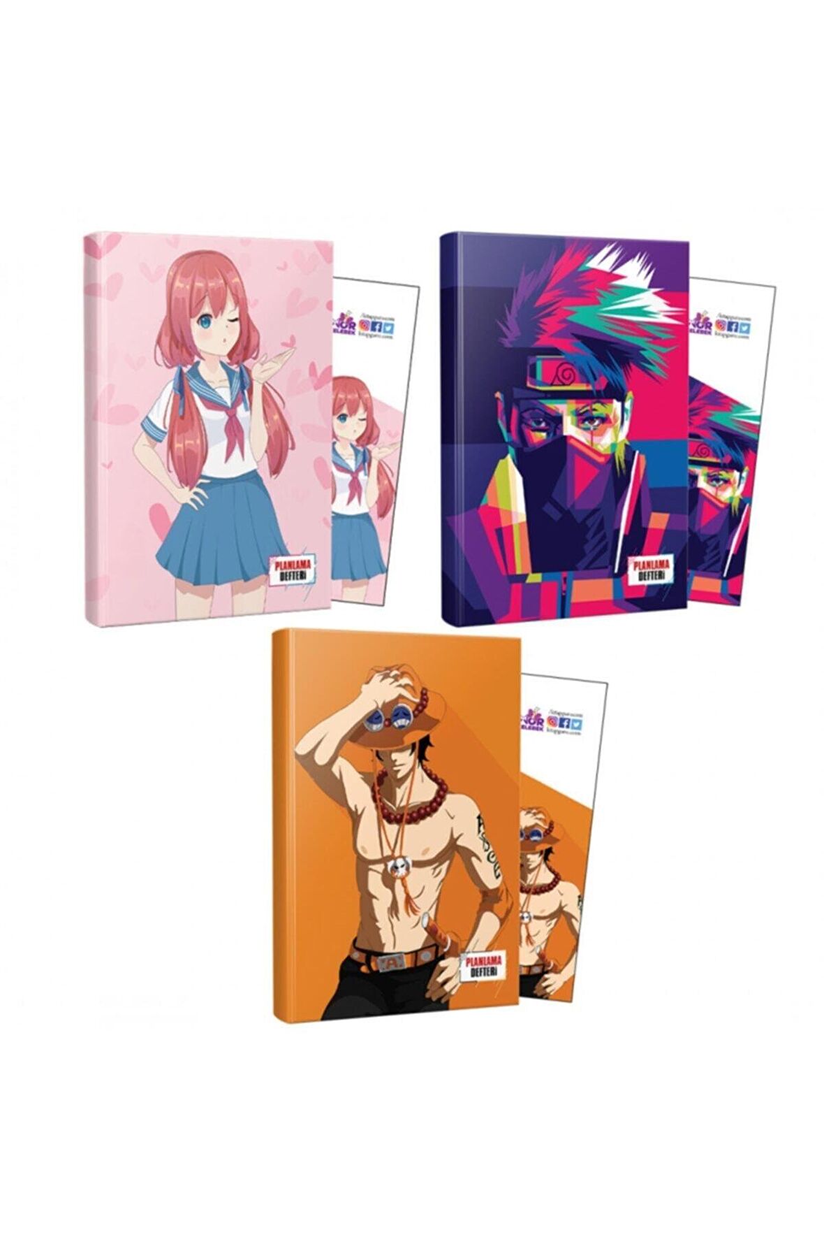 Üçlü Flying Kisses-naruto-ace Defter Ve Ayraç