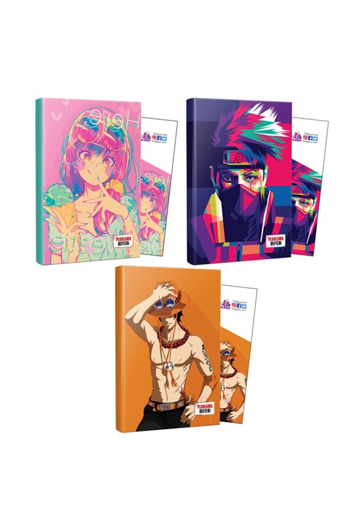 Üçlü Icecream-naruto-ace Defter Ve Ayraç
