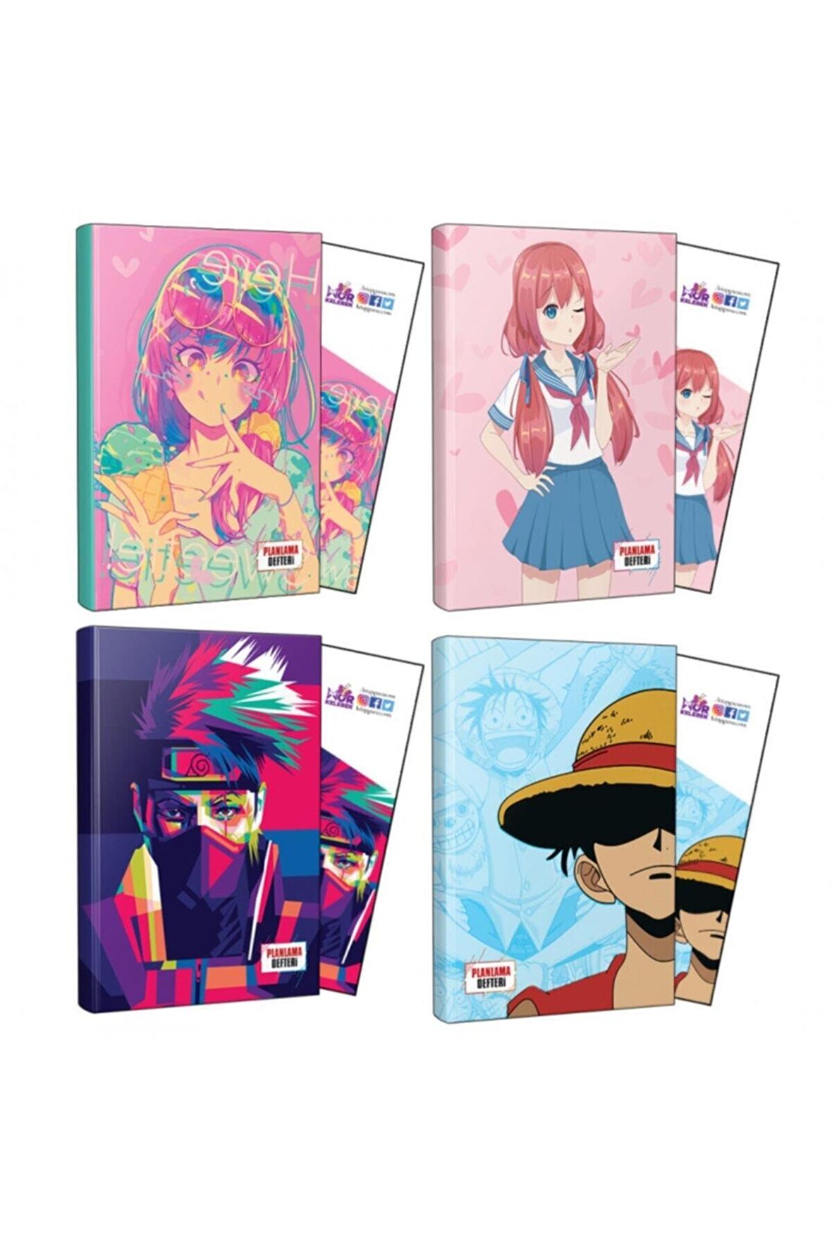 Dörtlü Icecream-flying Kisses-naruto-lufy Defter Ve Ayraç