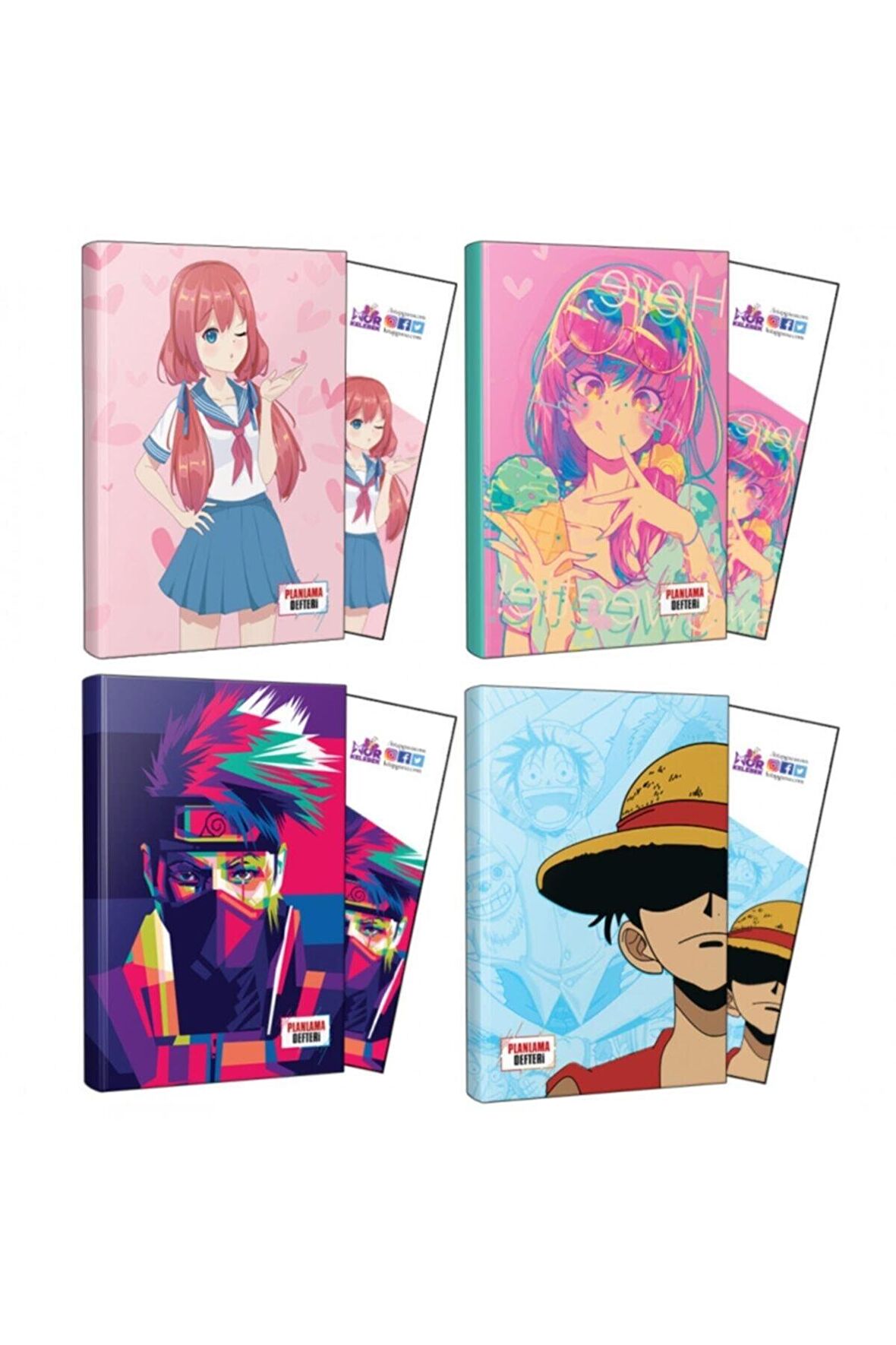 Dörtlü Flying Kisses-ıcecream-naruto-lufy Defter Ve Ayraç