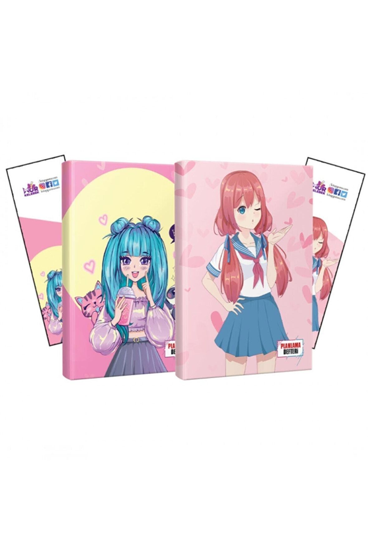 Ikili Catgirl-flying Kisses Defter Ve Ayraç