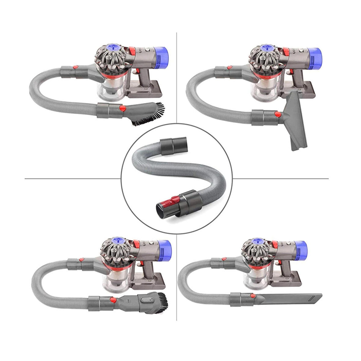 Dyson V7 V8 V10 V11 V15 Uyumlu Temizlik Başlık Seti I Hortum + Uzun Uç + Fırça Uç