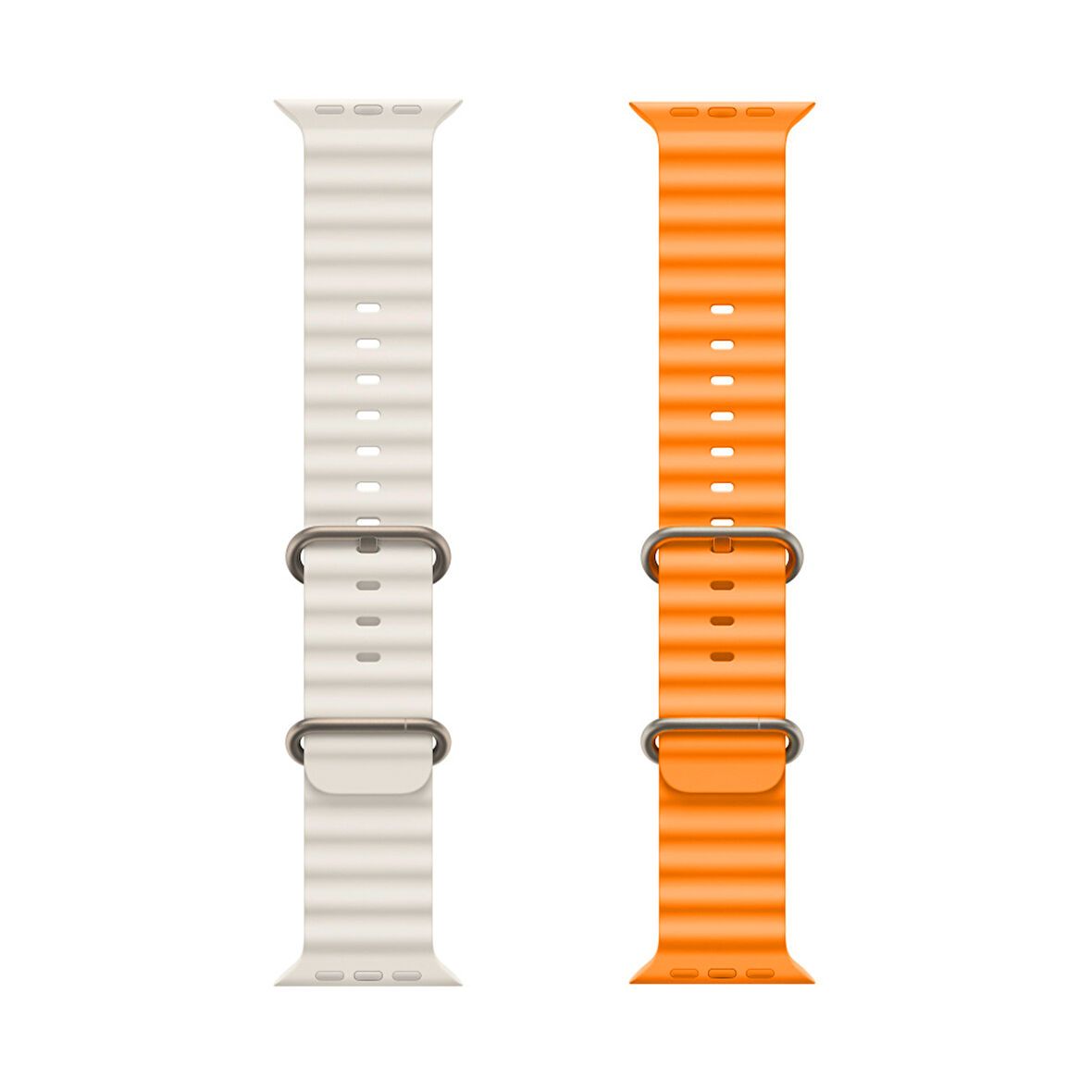 Winex 2 Adet 42-49mm Yeni Nesil Apple Uyumlu Akıllı Saat Kordonu Silikon Beyaz ve Turuncu