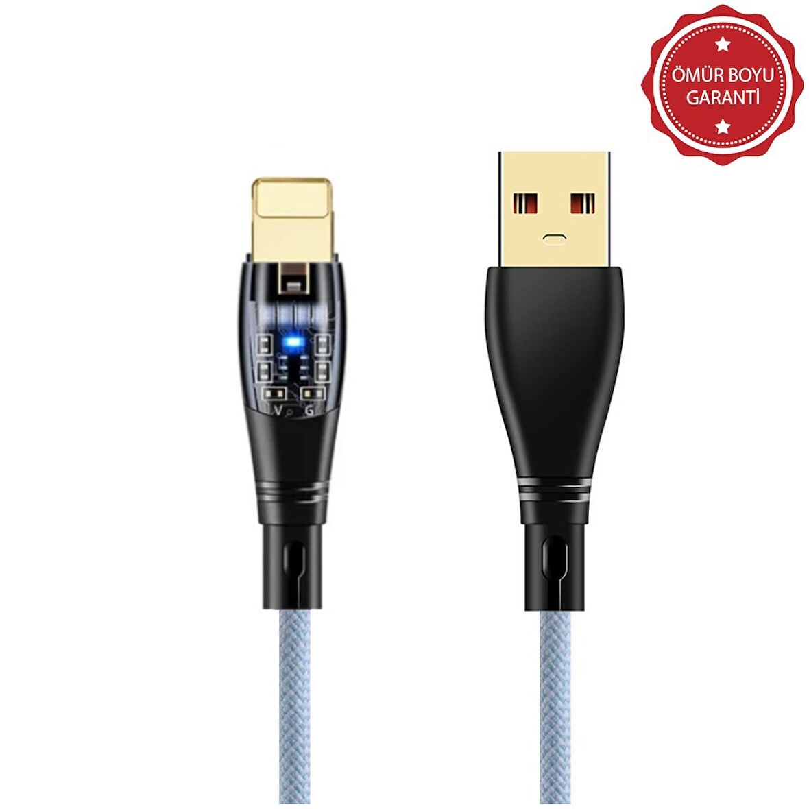 ScHitec 6A 120W UsbA to Lightning 1Metre Hızlı Data ve Şarj Kablosu Mavi YK233M