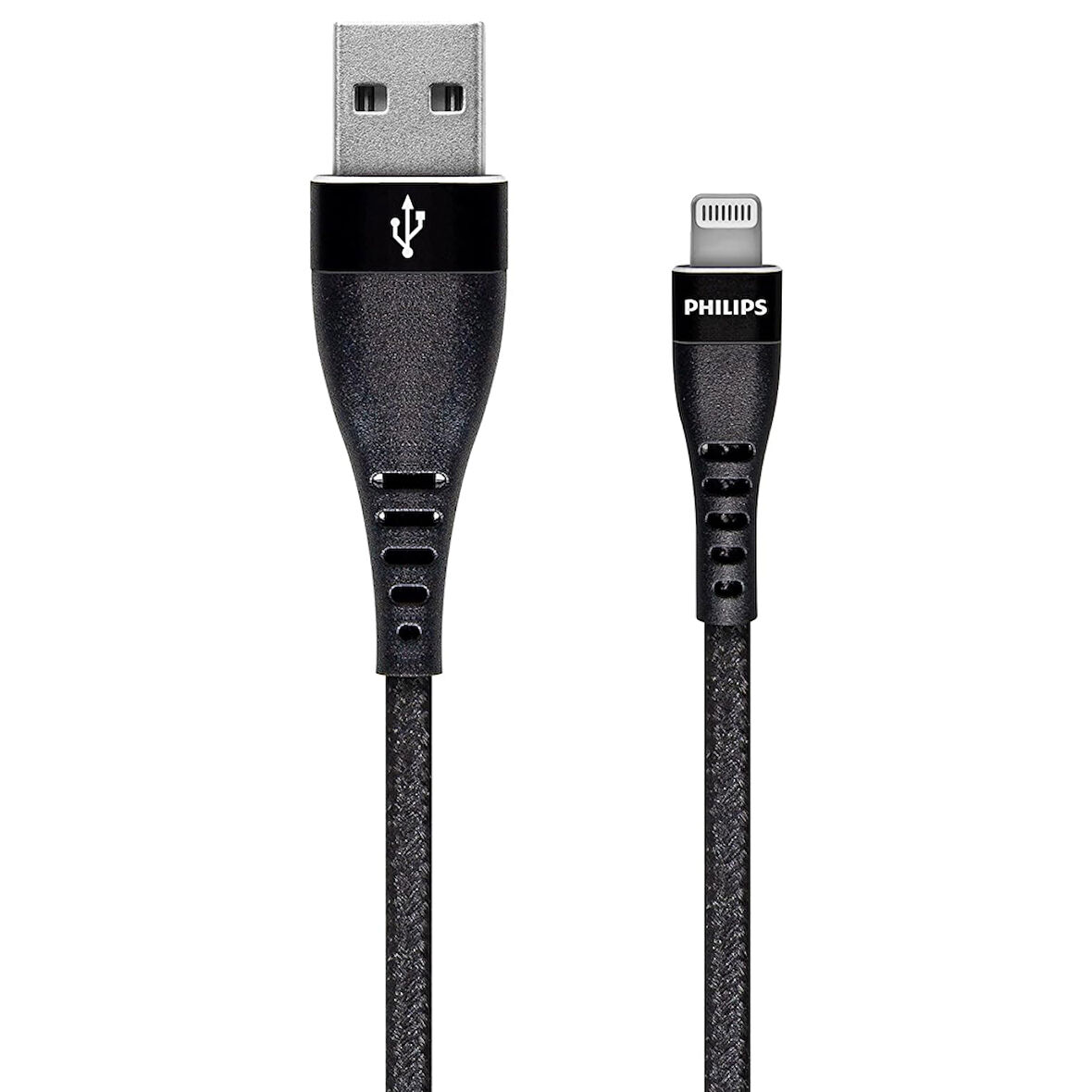 Philips Apple MFI Lisanslı İphone 11 Pro UsbA to Lightning 1.2Metre Hızlı Data ve Şarj Kablosu Siyah 