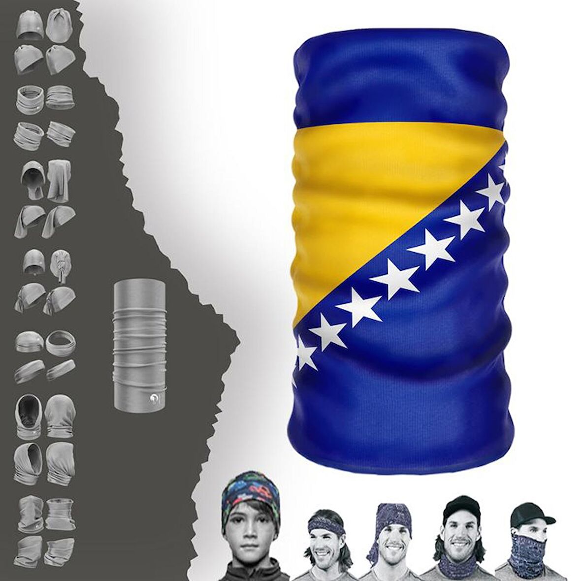 Bosna Bayrak Boyunluk Bere Bandana Maske Bone Toka Saçbandı