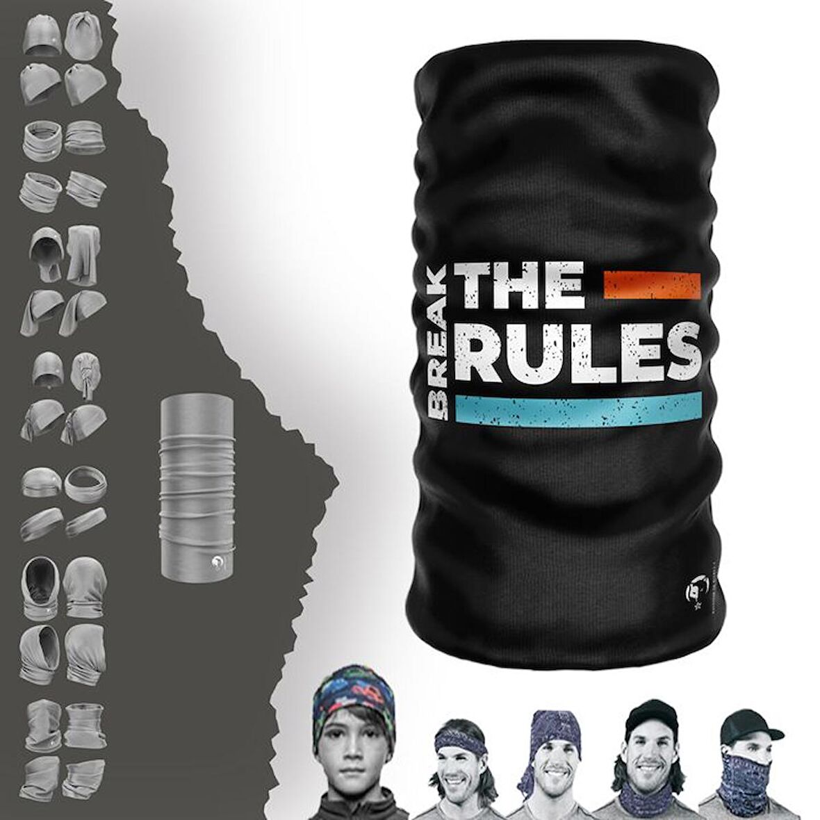 The Rules Siyah Renkli Boyunluk Bere Bandana Maske Bone Toka Saçbandı