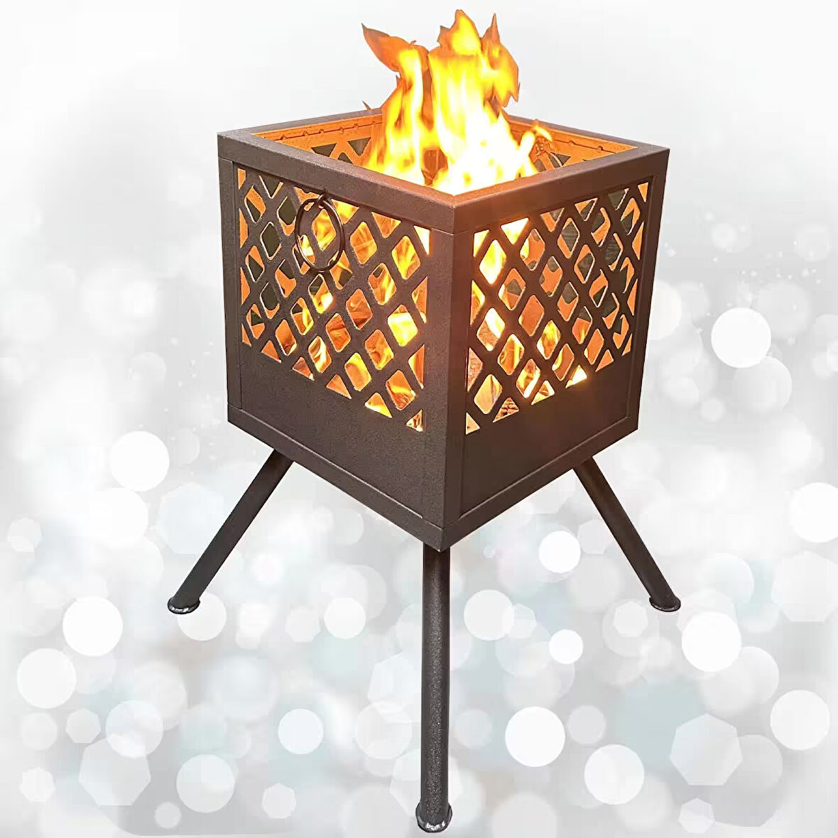 Bahçe Şöminesi Ateş Çukuru 60 Litre Büyük Boy Şömine Bahçe Sobası Balkon Isıtma Fire Pit