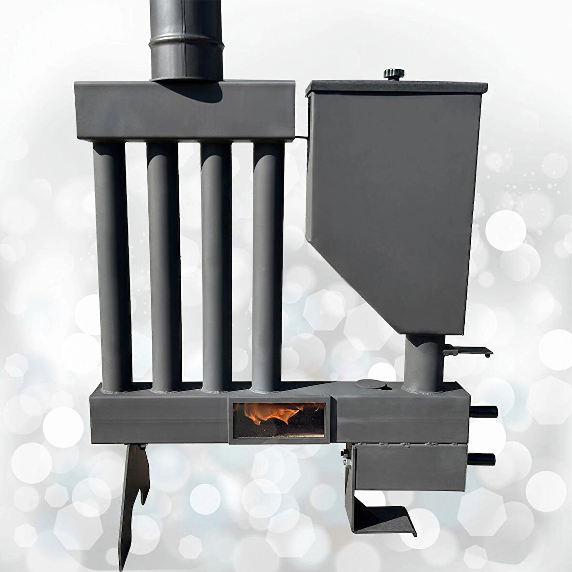 Pelet Sobası Petekli Pelet Soba Camlı Şömine Soba Stove Füze Roket