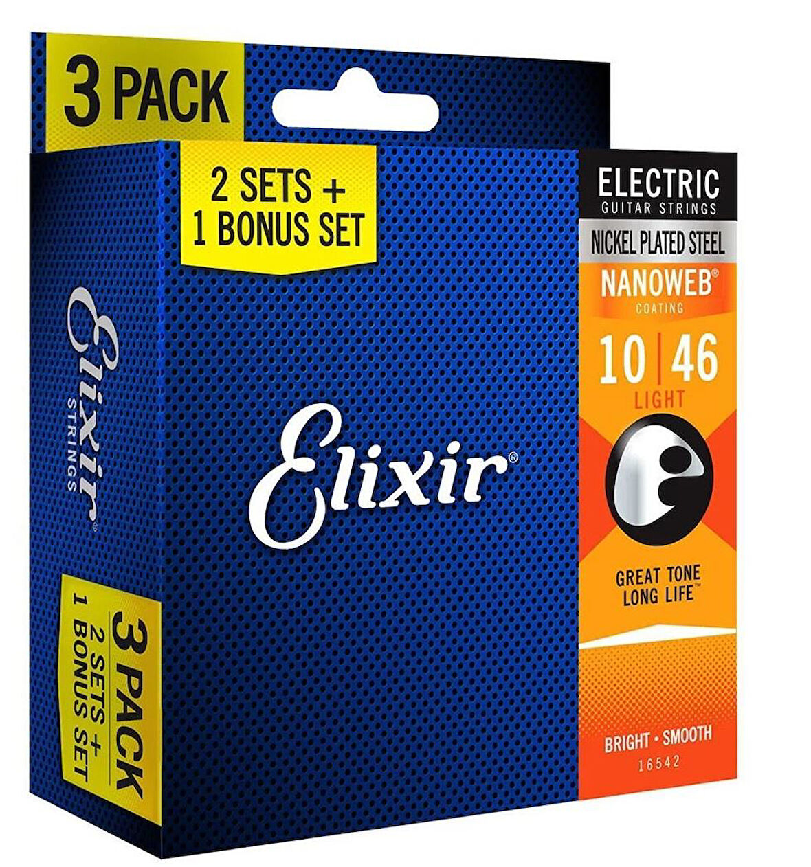 Elixir 16542 10-46 Elektro Gitar Teli Nanoweb Ekonomik 3'lü Set 