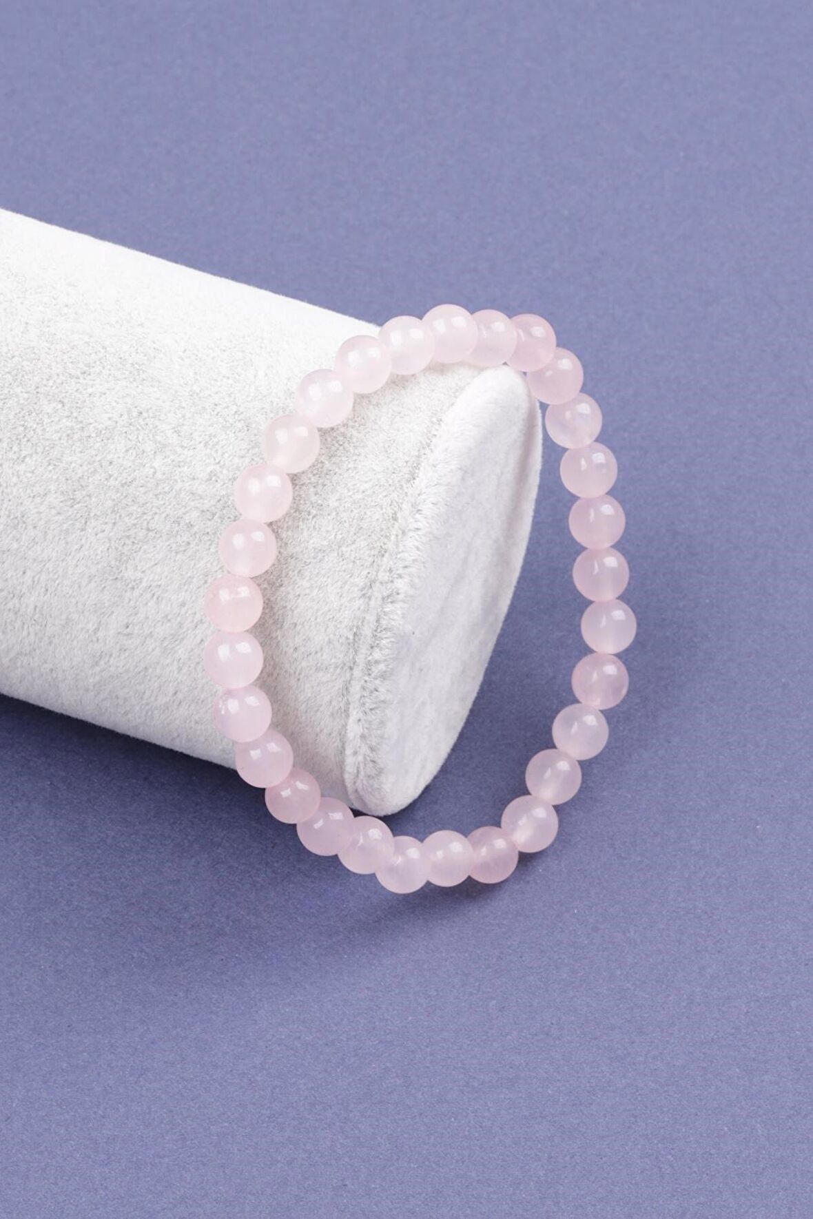 Pembe Kuvars Doğal Taş Bileklik 6 Mm