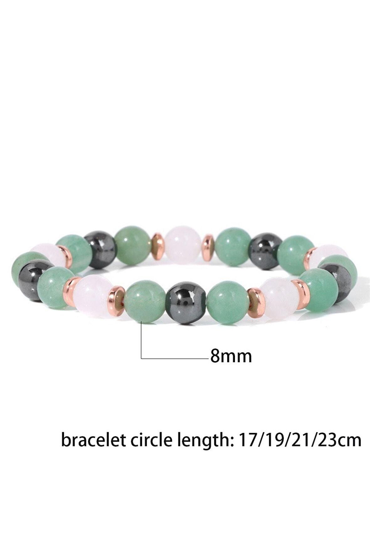 Aventurin Pembe Kuvars  Hematit Doğal Taş Bileklik 8mm