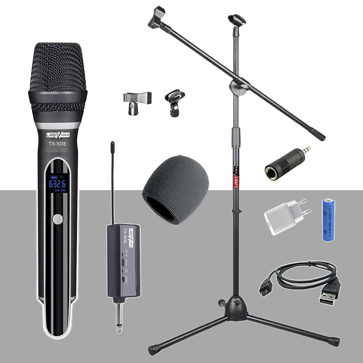 Lastvoice Tx-101ST Standlı UHF EL Tipi Telsiz Kablosuz Mikrofon Seti