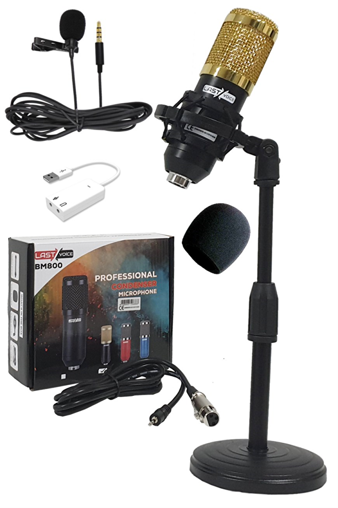 Lastvoice BM800 STA Standlı Condenser Youtuber Twitch Mikrofon Seti (YAKA MİKROFONU HEDİYE)