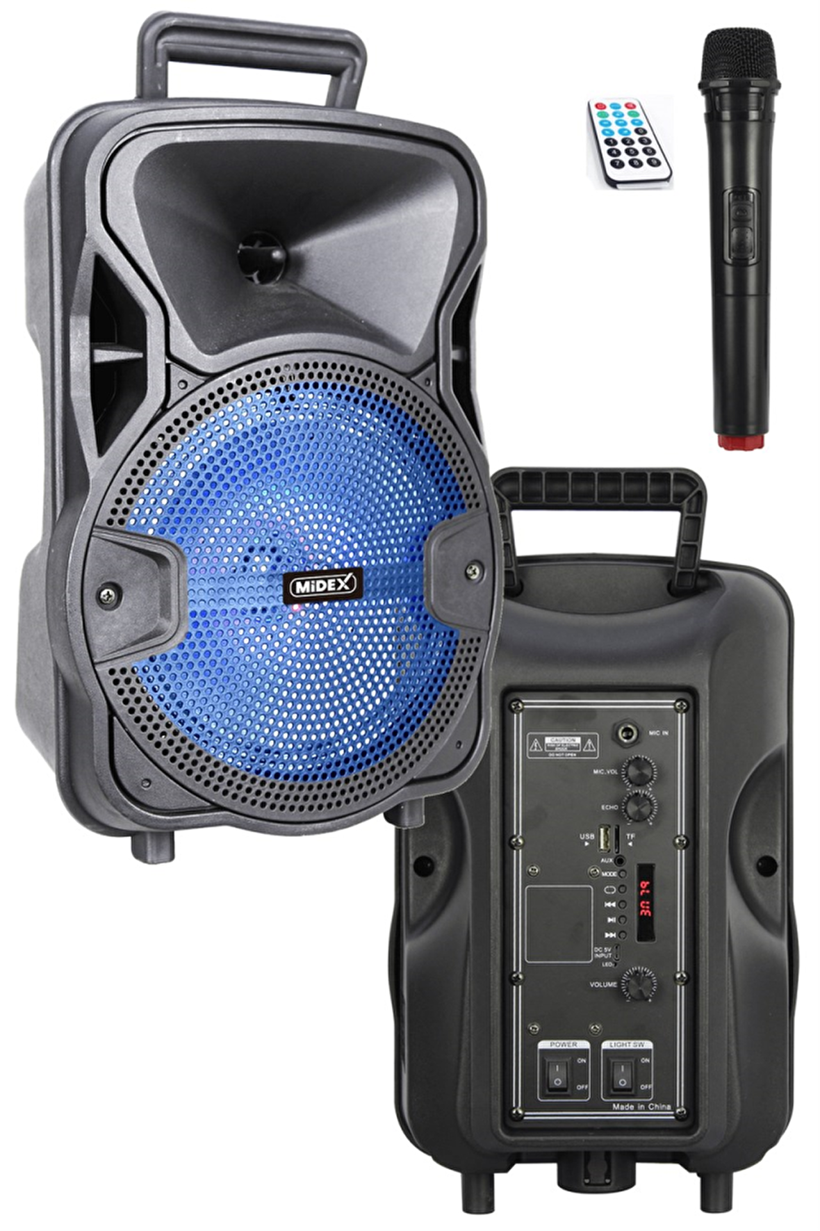 Midex MXR-200 Mini Taşınabilir Seyyar Mikrofonlu Akülü Ses Sistemi Hoparlör (200 Watt 8İNÇ)