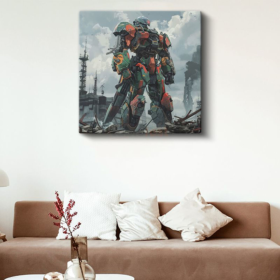 Askeri Robot - Endüstriyel Manzara Anime Kanvas Tablo