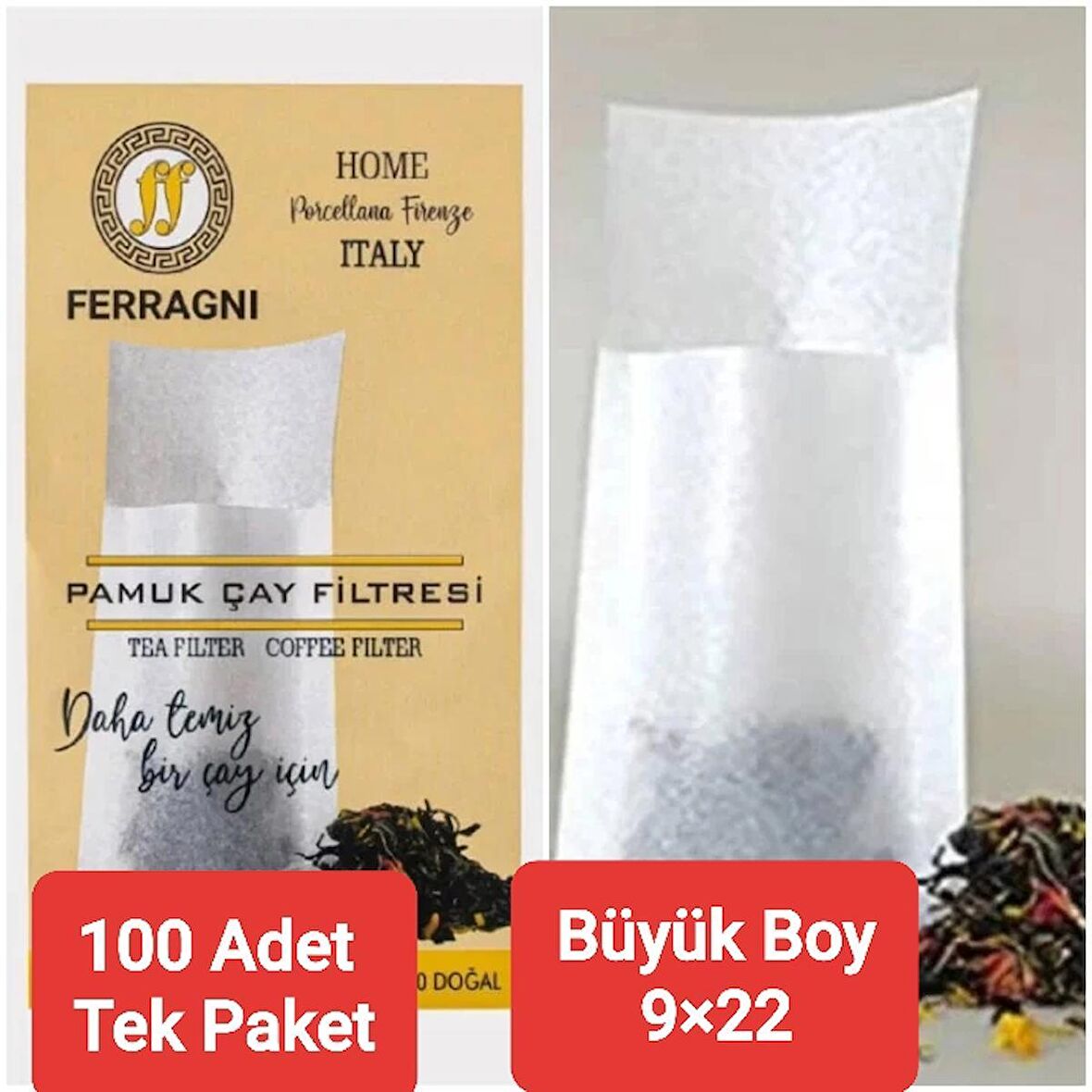 ÇAY ve KAHVE FİLTRESİ  TEK PAKET (100 Adet) BÜYÜK BOY