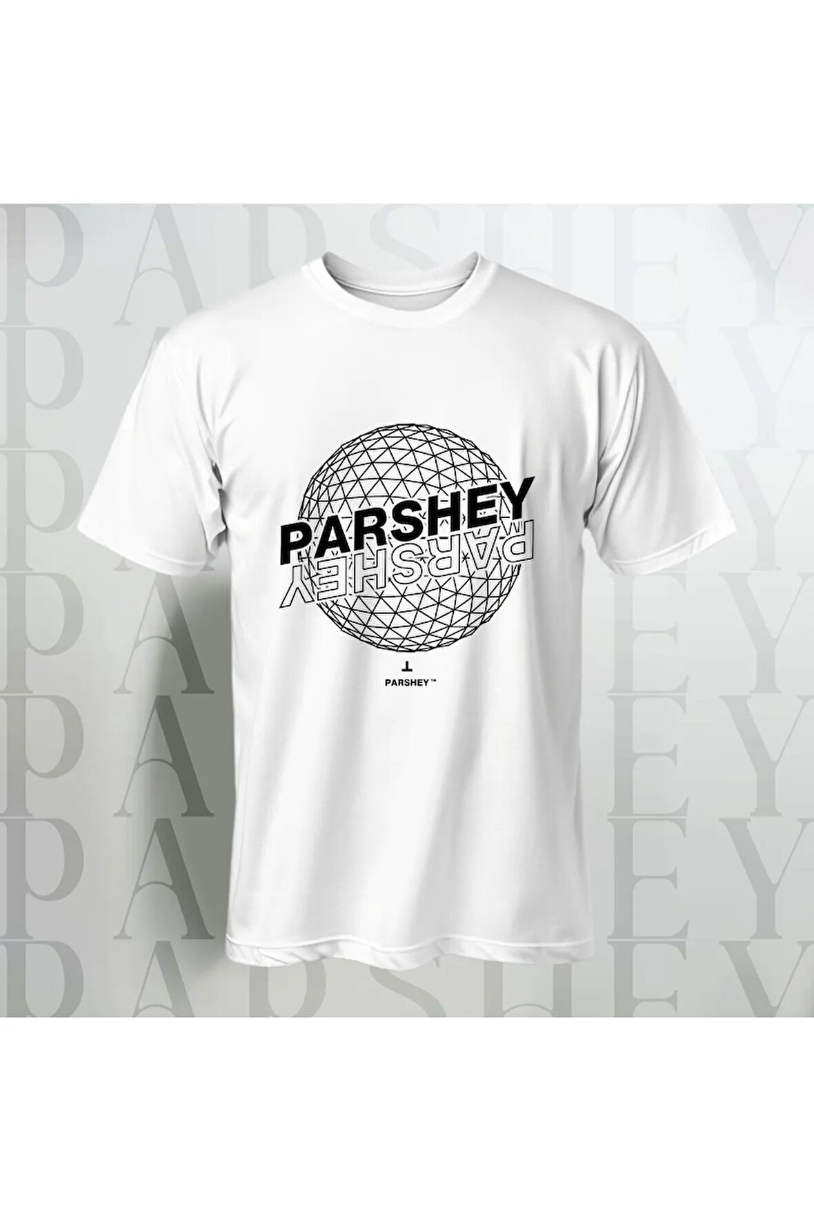 Dünya Desenli Beyaz Unisex %100 Pamuk Bisiklet Yaka Yarım Kollu Oversize T-shirt