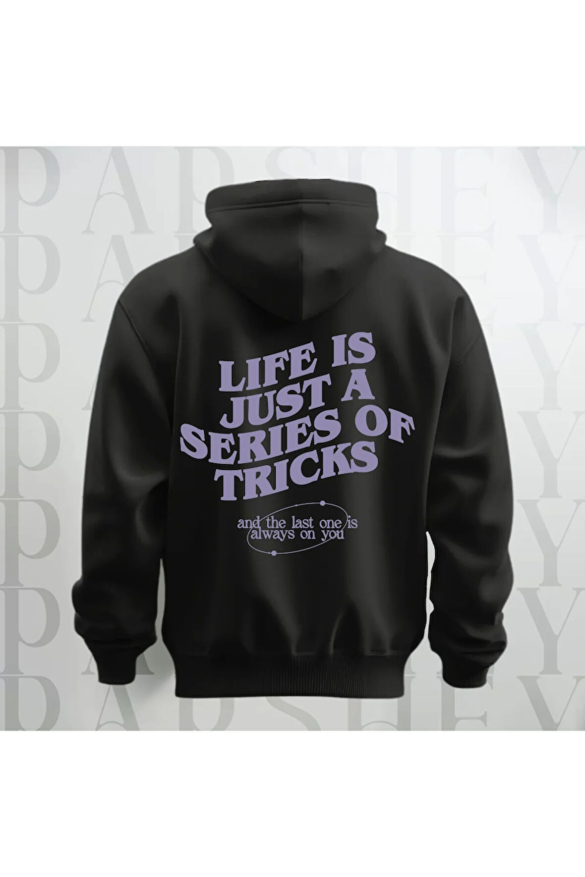 Life is Just a Series of Tricks Siyah Kapüşonlu Sweatshirt Kalın Kumaş