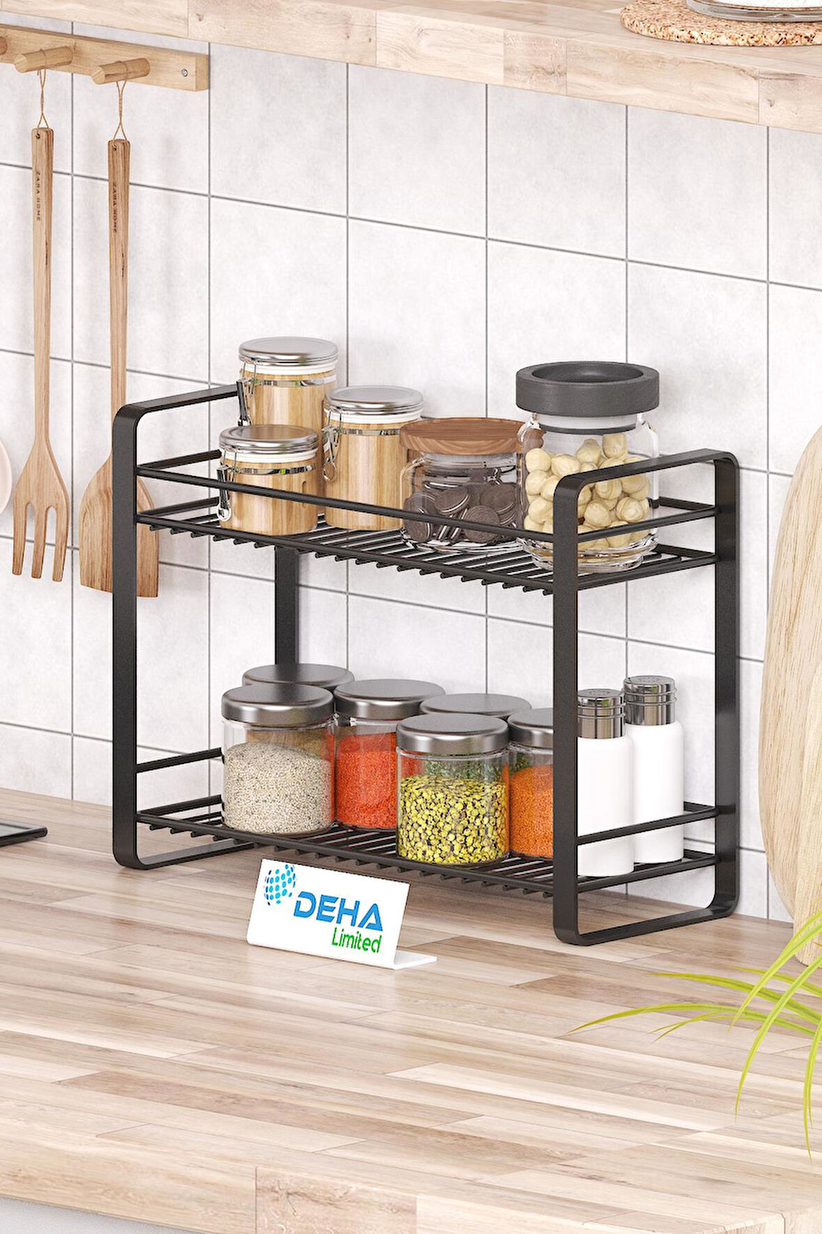 Masa Tezgah Üstü Düzenleyici Metal Organizer Raf  Banyo Mutfak Rafı Baharatlık Makyaj Standı