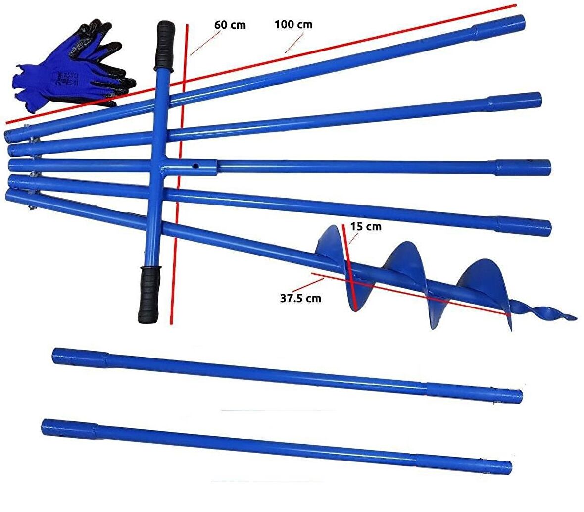 Motorsuz Toprak Delme Sondaj Aleti Seti Çap 15 cm Boy 7 mt