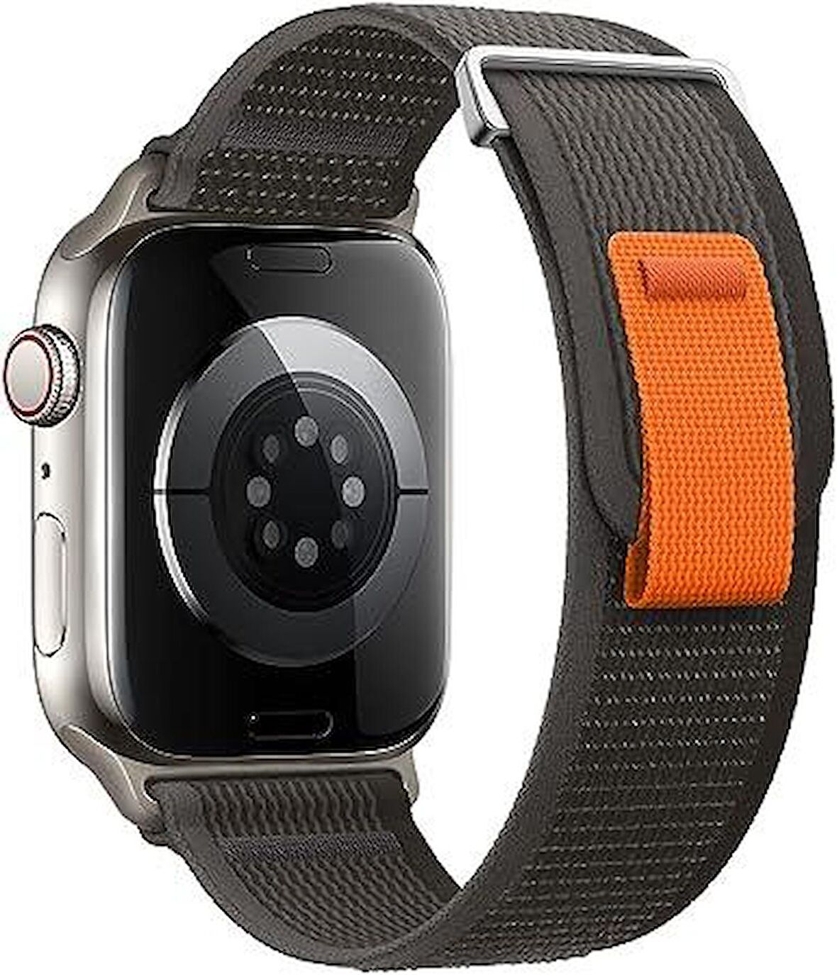 Apple Watch Uyumlu 42MM 44MM 45MM 49MM 1/2/3/4/5/6/se/7/8/ultra Akıllı Saat Silikon Kordon ve Kayışı Trail Loop Koyu Gri(Turuncu)