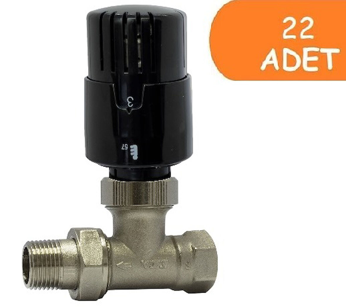 10 Adet ECA TRV4 Termostatik Düz Radyatör Valfi Petek Vanası Siyah 802120117