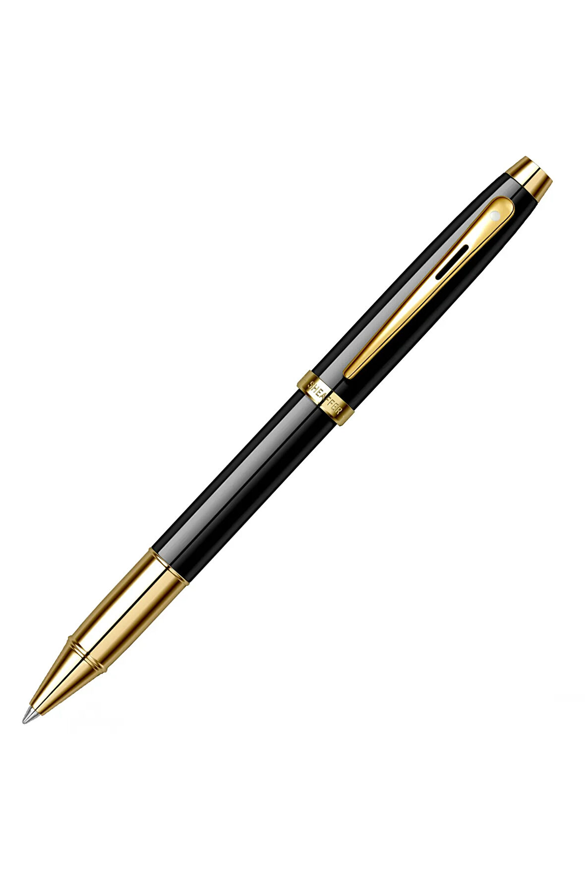 Sheaffer 100 Glossy Black Gold Trim Rollerball Pen