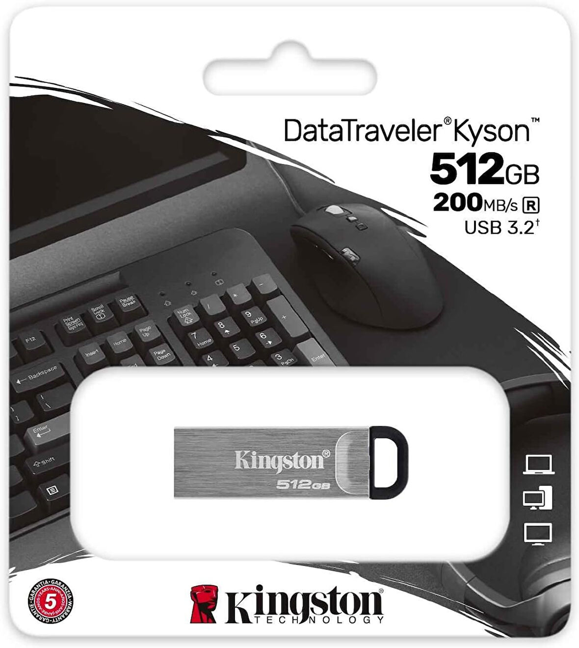 Kingston DTKN/512GB 512 GB DataTraveler Kyson 200Mb/s USB 3.2 GEN1 USB Flasdh Bellek