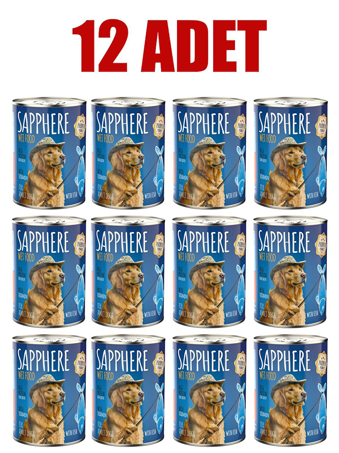 Sapphere Balıklı Yetişkin Köpek Maması Konserve 400 Gr 12 Adet