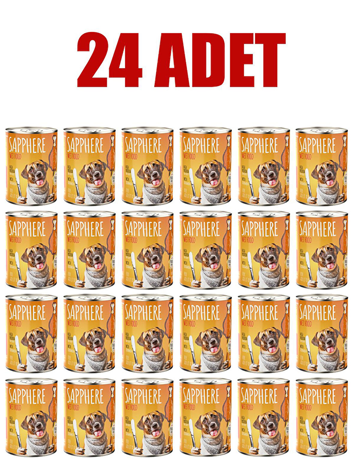 Sapphere Kümes Hayvanlı Yetişkin Köpek Maması Konserve 400 Gr 24 Adet