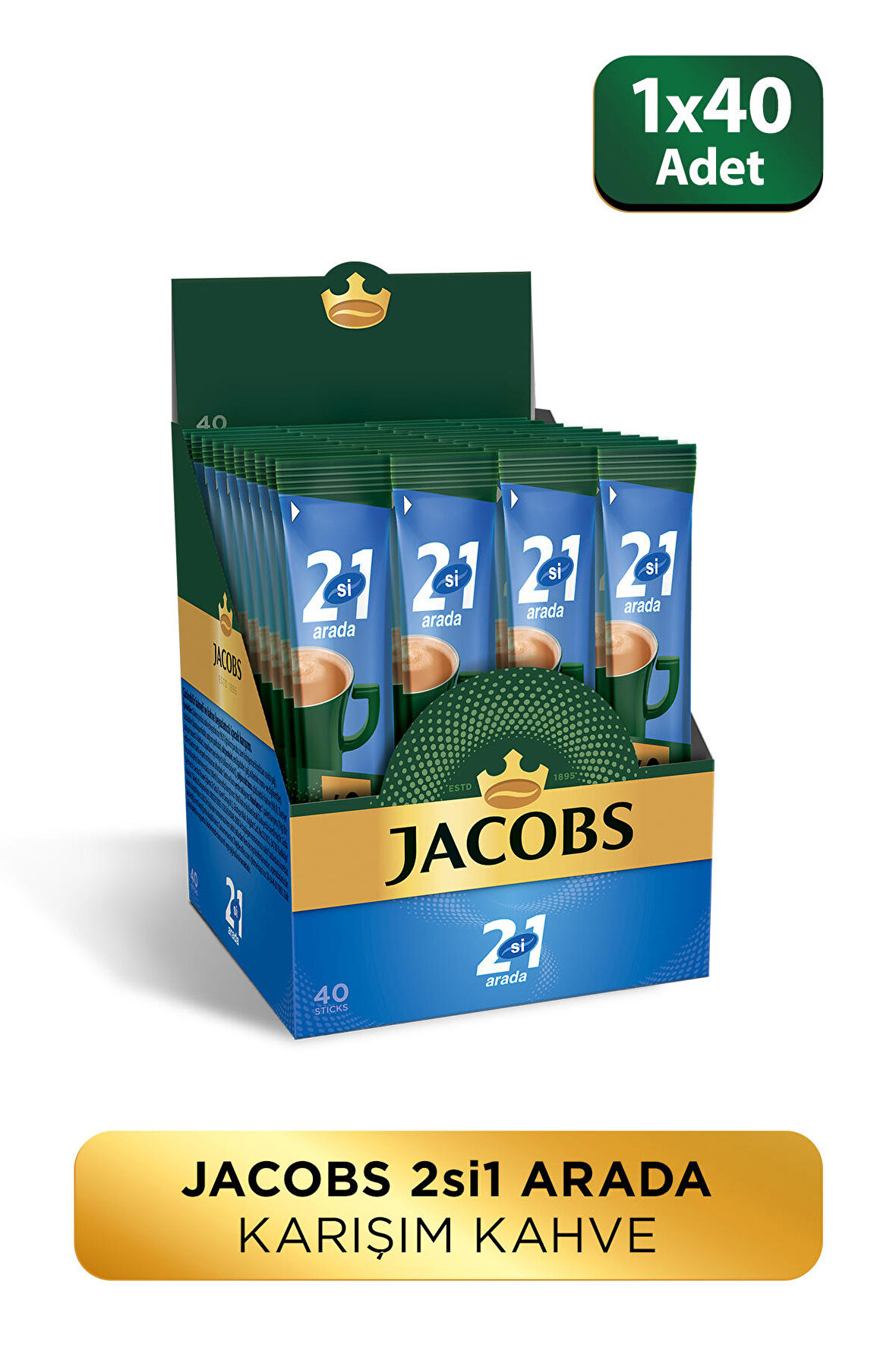 Jacobs 2'si 1 Arada Karışım Kahve 40'lı Kutu