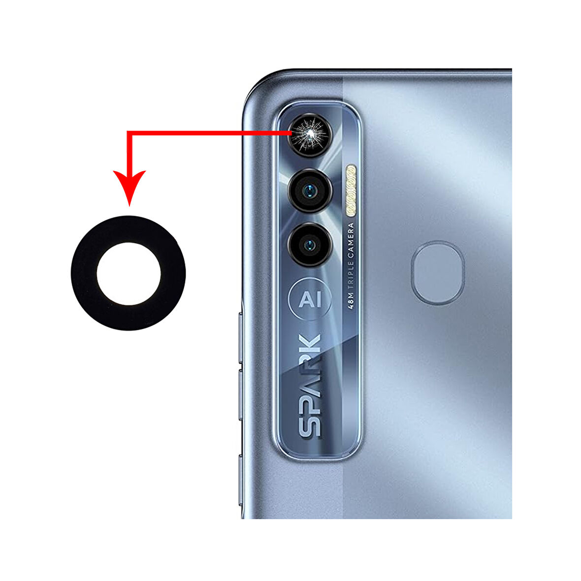 Tecno Uyumlu Spark 7 Pro Kamera Lensi Cam KF8
