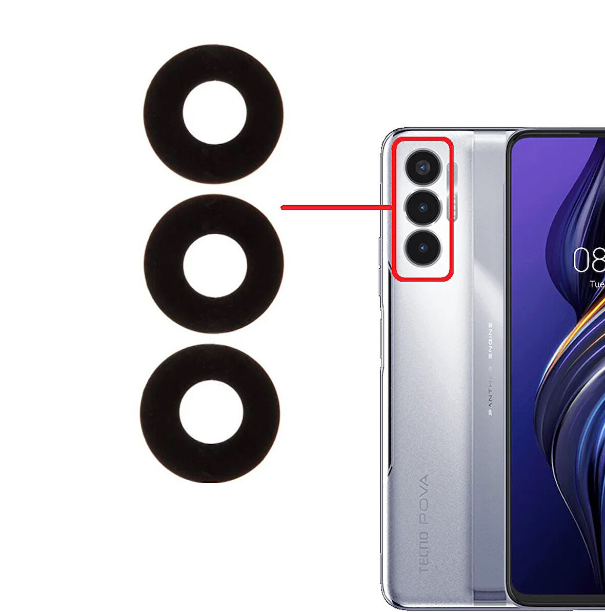 Tecno Uyumlu Pova 3 Kamera Lensi Cam LF7n