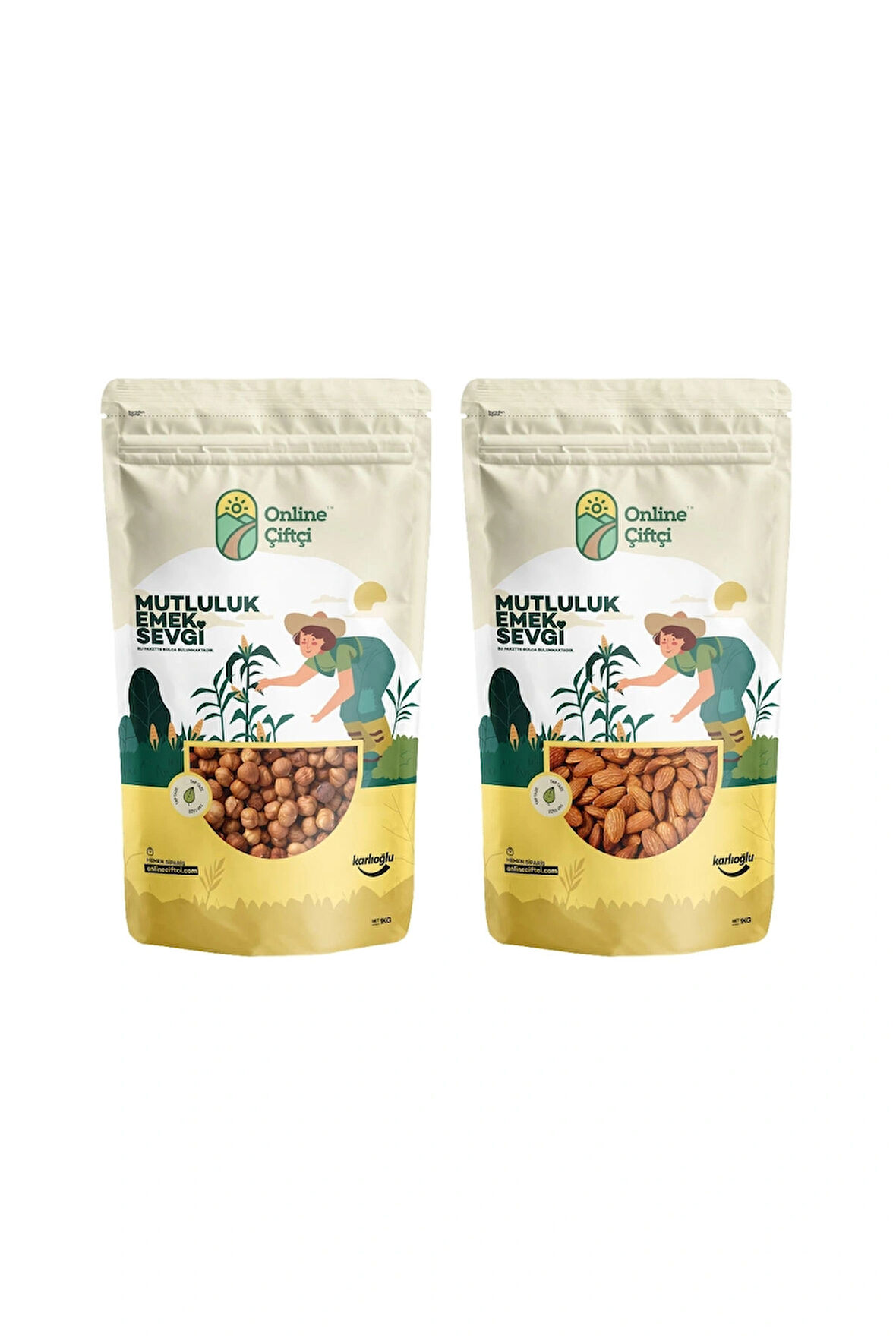 Çiğ Girsun Fındık 1KG + Çiğ Yerli Badem 1KG