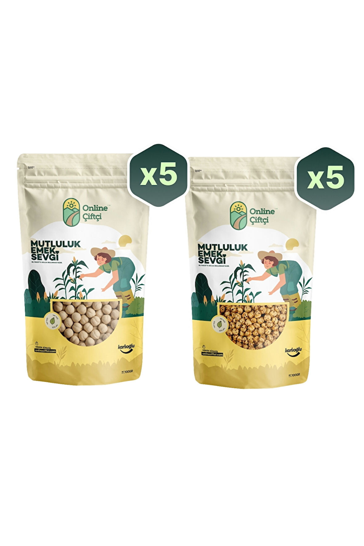 Beyaz ve Sarı Leblebi Seti 10 Paket x 100Gr