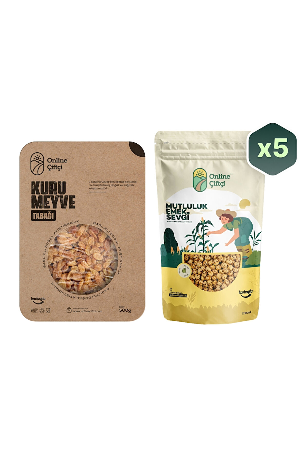 İzmir Üzümü 500Gr ve Dağlı Sarı Leblebi 5×100Gr İkili Set