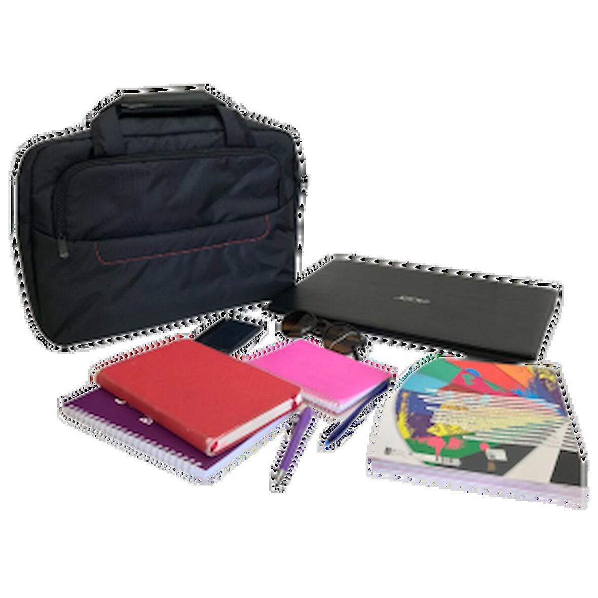 Remus Siyah Kırmızı Detaylı Askılı Laptop Notebook Evrak Çantası Unisex