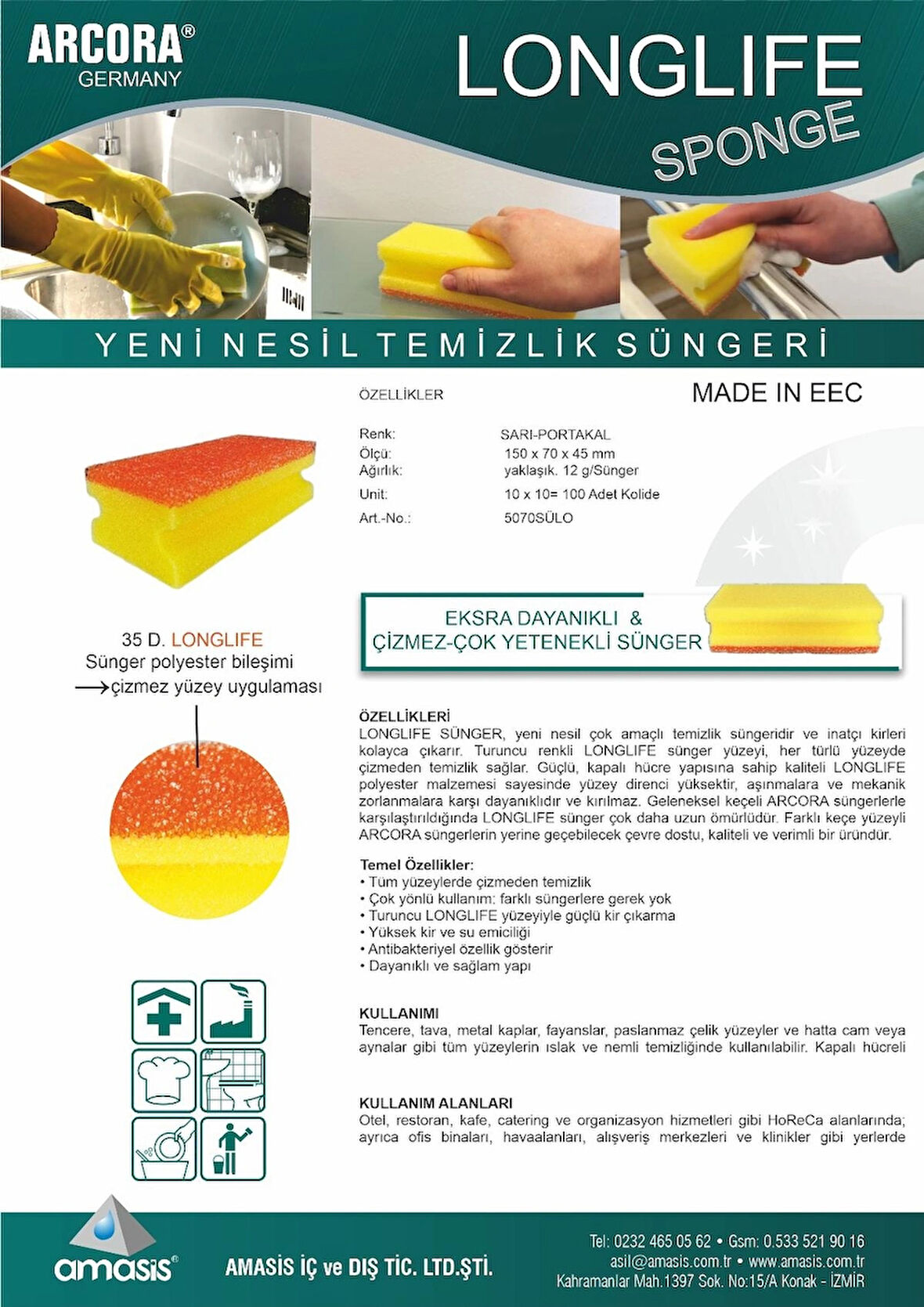 ÖZEL ALAŞIM BULAŞIK SÜNGERİ LONGLİFE