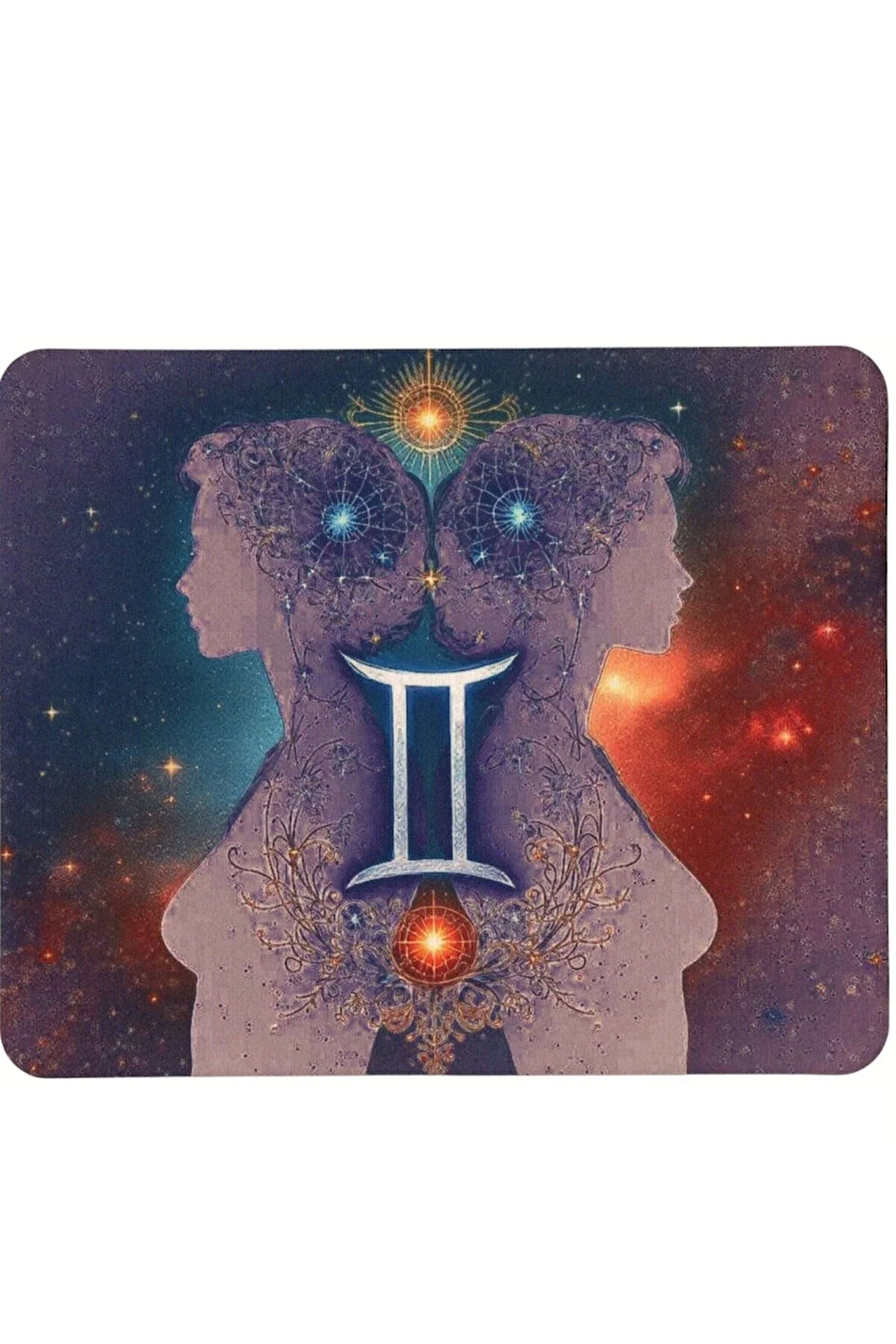 İkizler Burcu Desenli Kaymaz Taban Optik Bilgisayar Notebook Burç Mouse Pad Burçlar Mauspad 17x 21cm