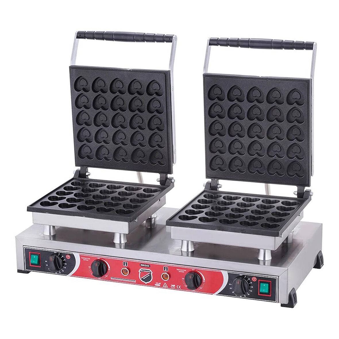 Işıkgaz Silverinox Elektrikli Çiftli Kalpli Bubble Waffle Makinesi