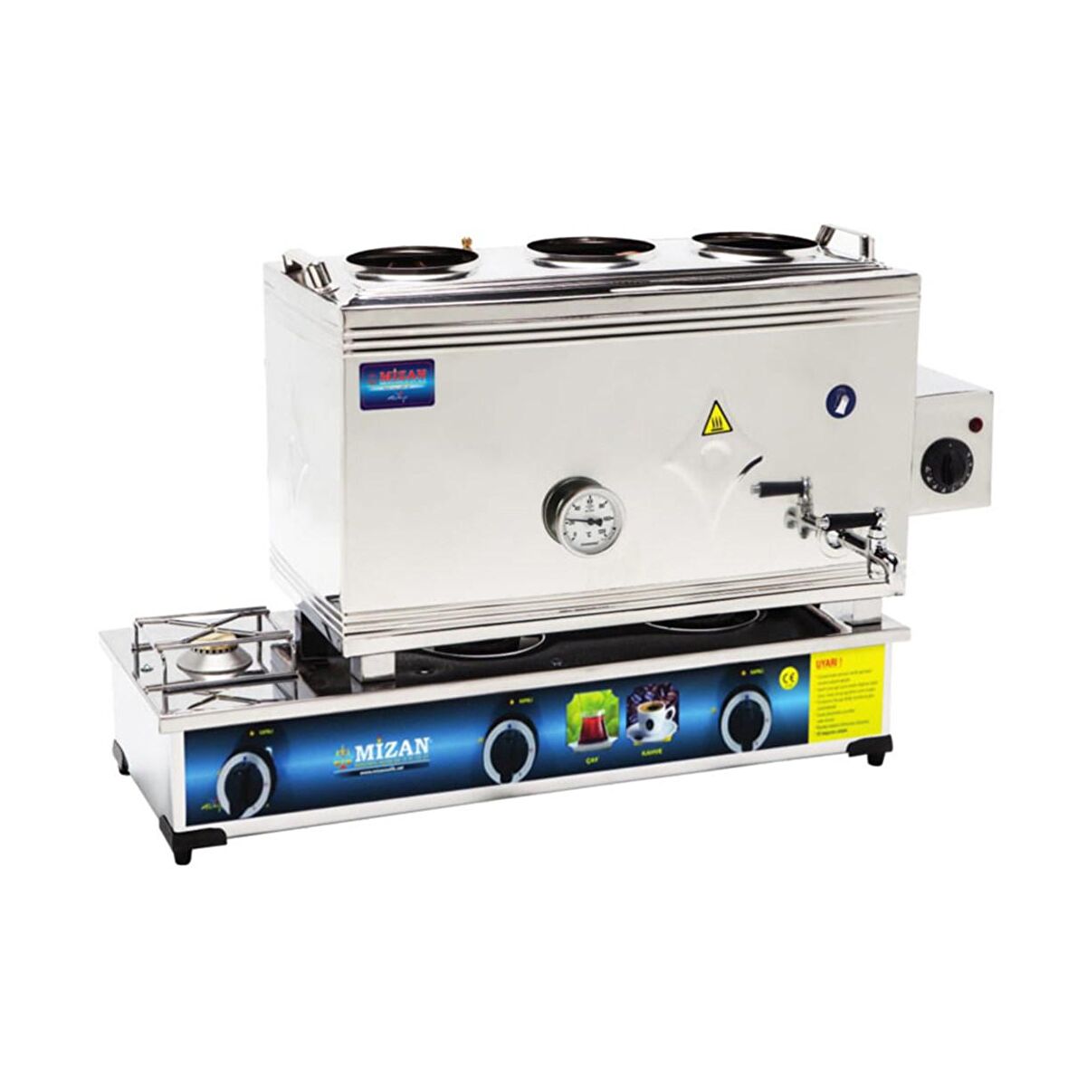 Mizan 60 Lık Doğalgazlı + Elektrikli 40 Litre 3 Demlikli Çay Kazanı Ocağı