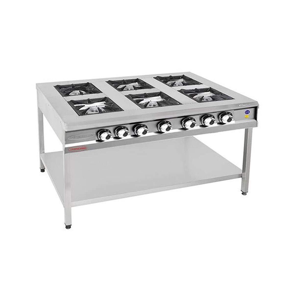 Karacasan Endüstriyel Lpg Tüplü Taban Raflı Altılı 6 Gözlü Ocak