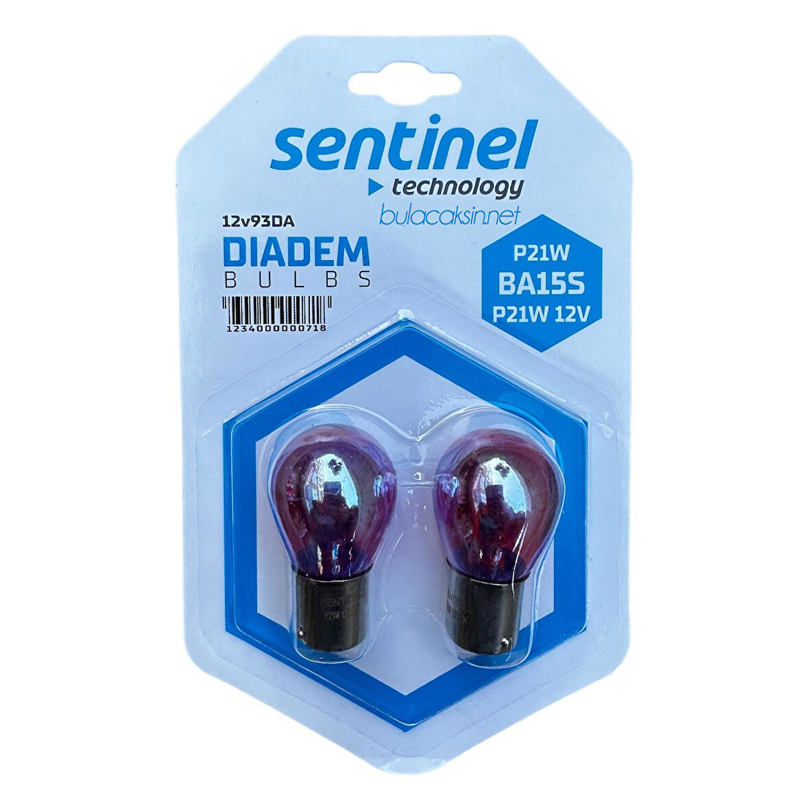 Sentinel Diadem Turuncu 12V P21W BA15S Tek Duy Düz Tırnak Ampul 2 Adet