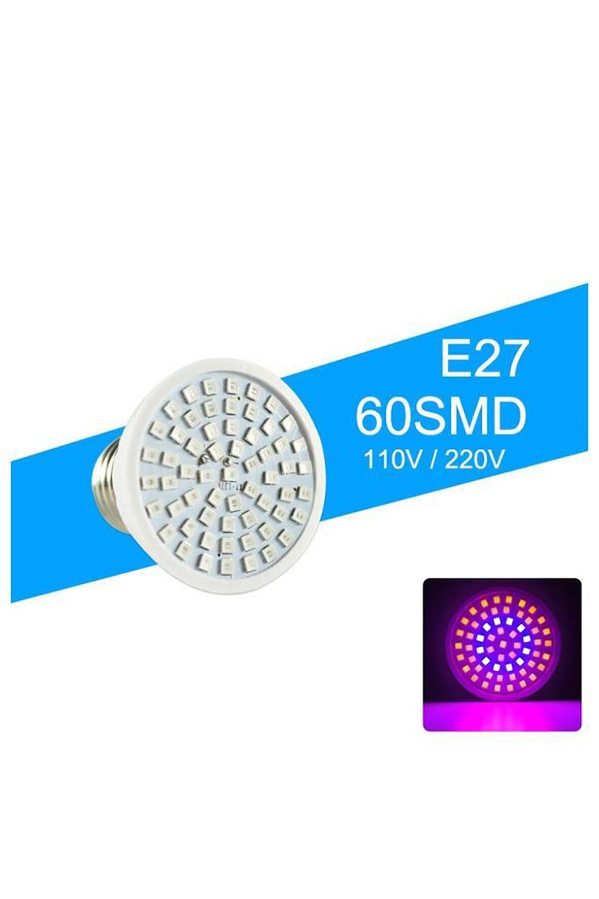 Tam Spektrum Bitki Büyütme 60 Led Lamba E27 Duy 220V Kapalı Mekan