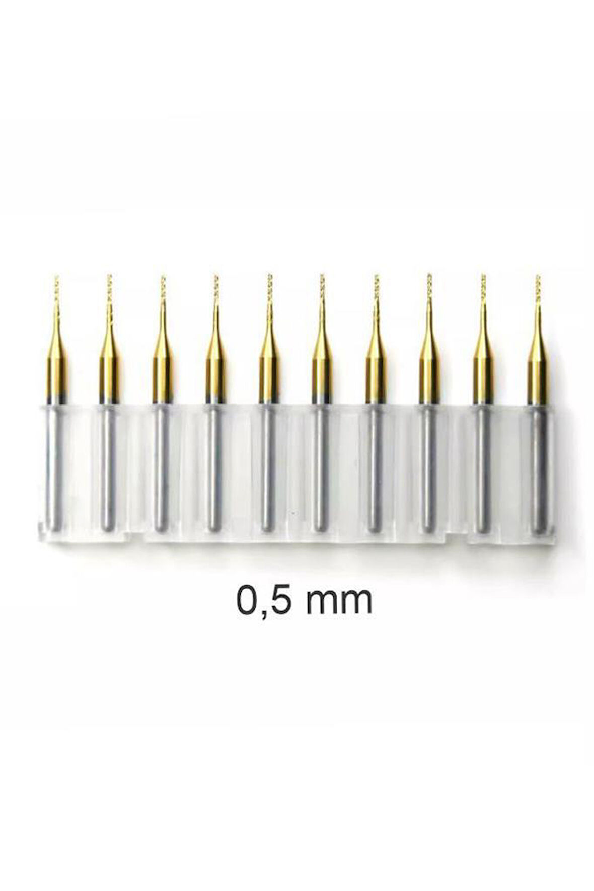 Titanyum Kaplı Tungsten Çelik CNC Freze PCB Kesici 10lu Set 0,5mm