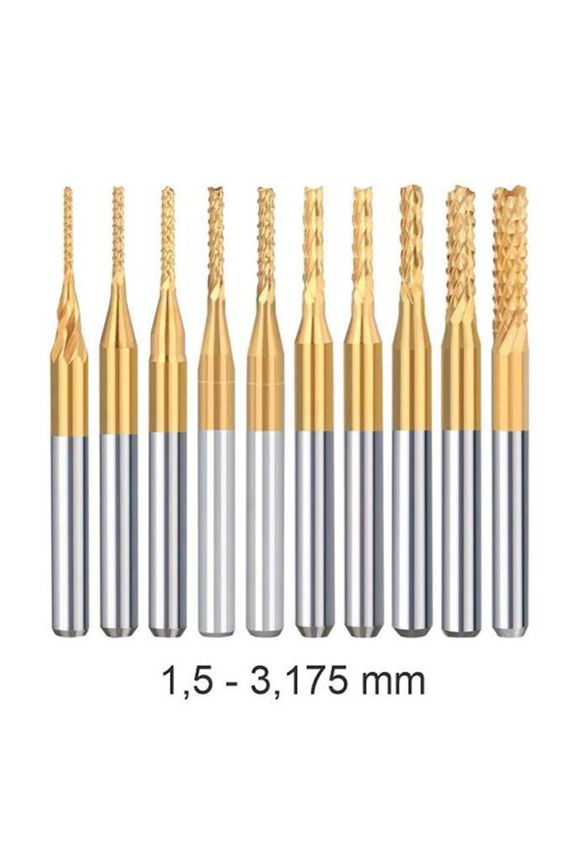 Titanyum Kaplı Tungsten Çelik CNC Freze PCB Kesici 1,5 - 3,1,75mm
