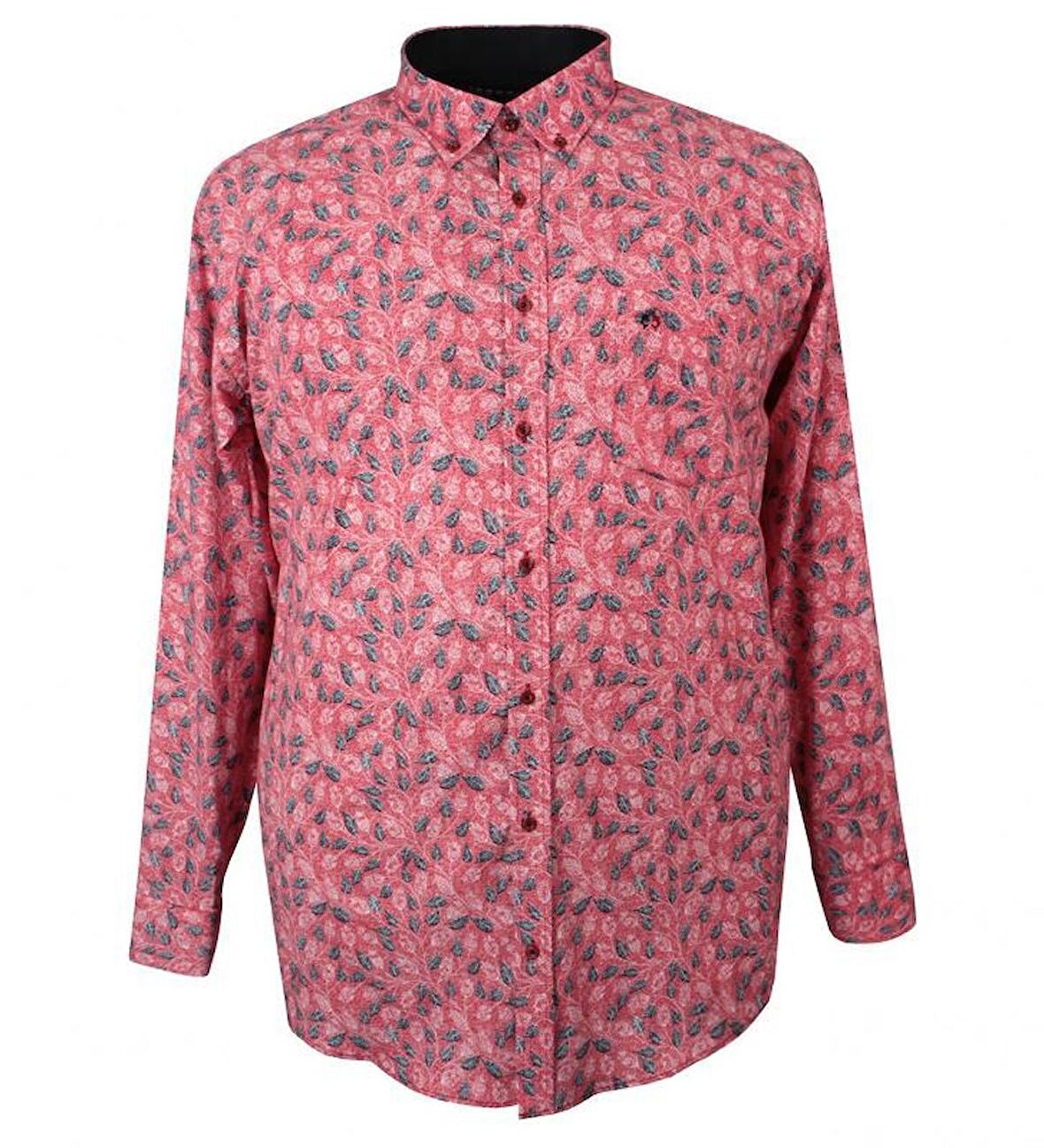 Büyük Beden Likralı Erkek Gömlek Uzun Kol Nar