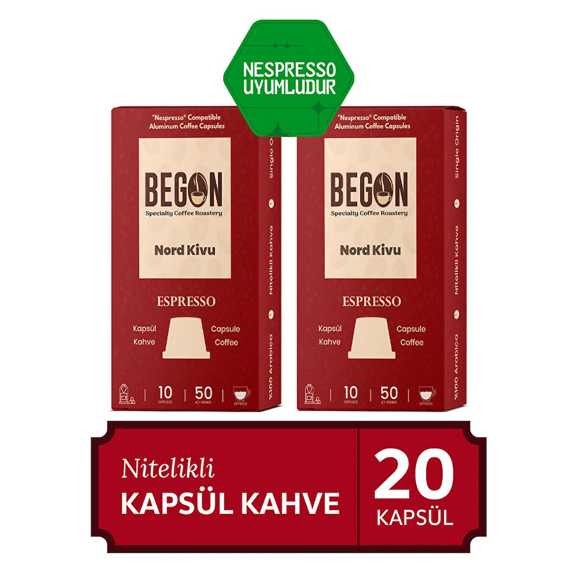  2'li Nord Kivu Espresso Kapsül Kahve - 20 Kapsül