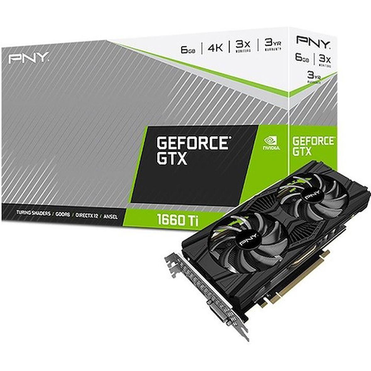 PNY NVIDIA GTX 1660 Ti DUAL FAN 6GB GDDR6 192 Bit Ekran Kartı (RGB YOK)